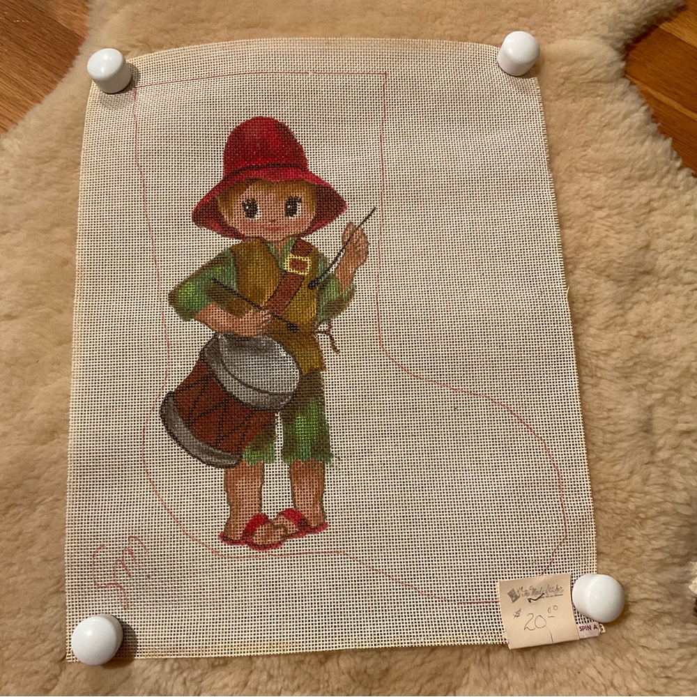 Vintage hand painted drummer boy stocking needlepoint canvas